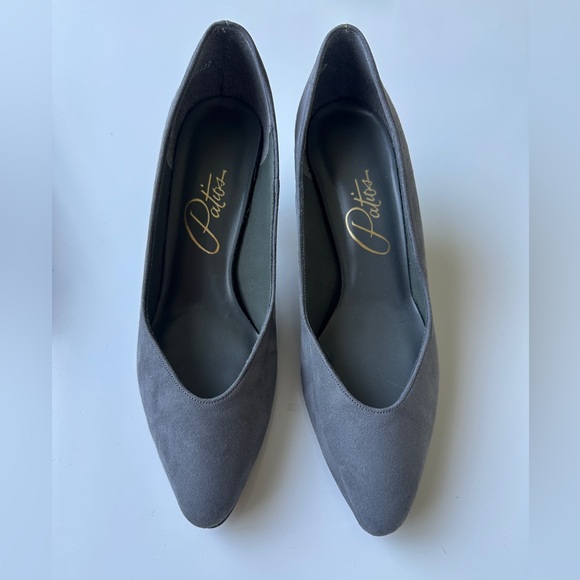 patios Shoes - Vintage Patios Gray Faux Suede Pumps Elegant Heels Retro Work Shoes Women’s 9